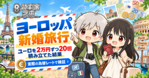 ヨーロッパ新婚旅行でユーロを2万円ずつ20回積み立て、実際の為替レートを検証した記事のアイキャッチ